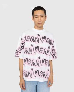 Marni T-Shirt Raye Logo Lily Blanc | T-Shirts