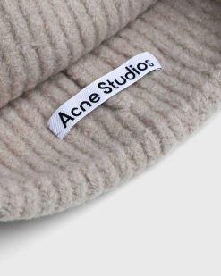 Acne Studios Bonnet En Laine Melangee Beige | Accessoires D'Hiver