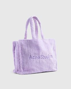 Acne Studios Sac Fourre-Tout A Bandouliere Avec Logo En Fourrure Lilas Violet | Sacs