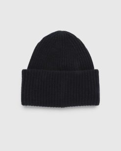 Acne Studios Bonnet Logo Grand Visage Noir | Accessoires D'Hiver