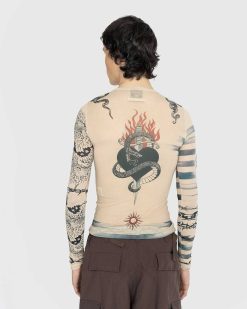 Jean Paul Gaultier Trompe L'Oeil Tattoo Haut Manches Longues Nude/Gris/Noir | T-Shirts