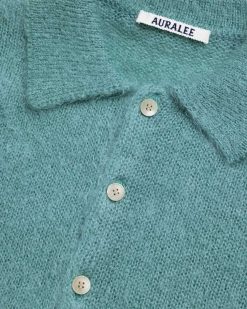 Auralee Polo Maille Mohair Brosse Vert Jade | T-Shirts