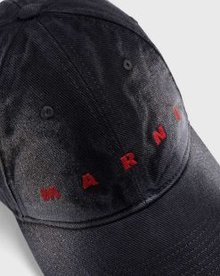 Marni Casquette Logo A Six Panneaux Noir | Chapeaux