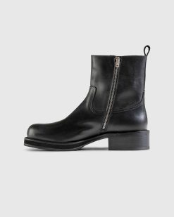 Acne Studios Bottines En Cuir Pulverise Noir | Bottes