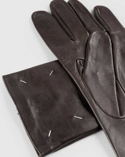 Maison Margiela Gants En Cuir Nappa Chocolat | Accessoires D'Hiver