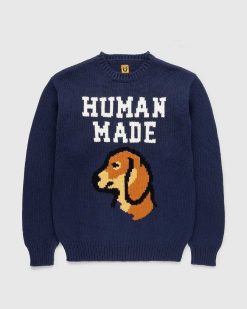 Human Made Pull En Maille Dachs Marine | Tricots