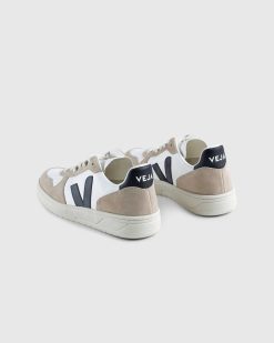 VEJA Cuir Sans Chrome V-10 Blanc/Noir/Sahara | Baskets