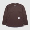 And Wander T-Shirt Manches Longues Power Dry Jersey Raglan Marron | T-Shirts