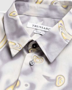 Trussardi Chemise En Coton Imprime Heat Map Gris | Chemises