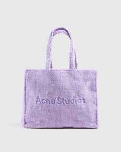 Acne Studios Sac Fourre-Tout A Bandouliere Avec Logo En Fourrure Lilas Violet | Sacs