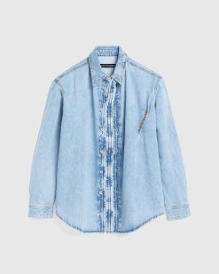 Y/Project Chemise En Jean A Crochet Et Oeil Bleu Glace | Chemises