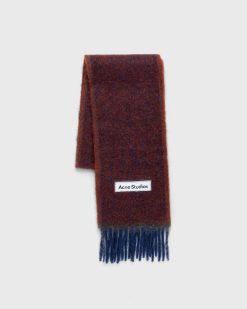 Acne Studios Echarpe A Franges En Laine Mohair Marron | Accessoires D'Hiver