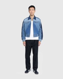 Marine Serre Veste De Travail Moonogram En Denim Regenere Bleu Fonce Moyen | Vetements D'Exterieur