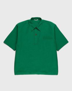 Auralee Chemise Meteo En Lin Finx Haute Densite Vert | T-Shirts