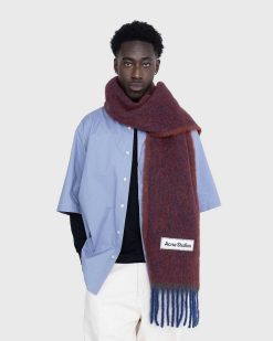 Acne Studios Echarpe A Franges En Laine Mohair Marron | Accessoires D'Hiver