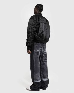 Jean Paul Gaultier Blouson Bomber Oversize En Satin Noir/Gris | Vetements D'Exterieur