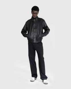 Highsnobiety HS05 Bomber En Cuir Cire Noir | Vetements D'Exterieur