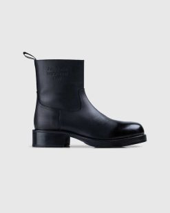 Acne Studios Bottines En Cuir Pulverise Noir | Bottes