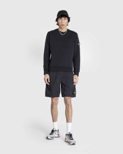 Stone Island Sweat-Shirt Ras Du Cou Teint En Piece Noir | Sueurs