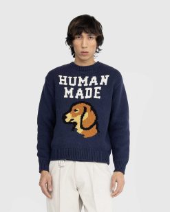 Human Made Pull En Maille Dachs Marine | Tricots