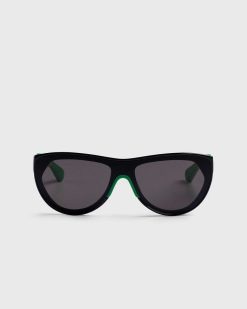 Bottega Veneta Lunettes De Soleil Mitre Carrees Arrondies En Acetate Injecte Noir/Vert | Des Lunettes De Soleil