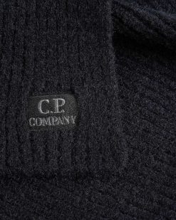 C.P. Company Echarpe Cotelee Avec Patch Logo Noir | Accessoires D'Hiver