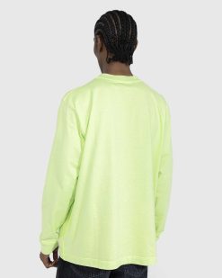 Acne Studios T-Shirt Manches Longues Logo Coton Bio Vert Fluo | T-Shirts