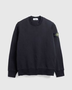 Stone Island Sweat-Shirt Ras Du Cou Teint En Piece Noir | Sueurs