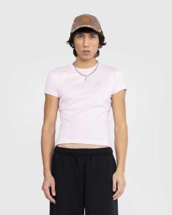 Acne Studios T-Shirt Ajuste Col Rond Rose Clair | T-Shirts