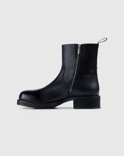 Acne Studios Bottines En Cuir Pulverise Noir | Bottes