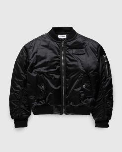 Jean Paul Gaultier Blouson Bomber Oversize En Satin Noir/Gris | Vetements D'Exterieur