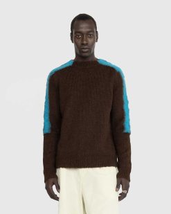 Jil Sander Pull Raye En Laine D'Alpaga Marron/Bleu | Tricots