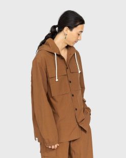 Jil Sander Surchemise A Capuche En Coton Tabac | Chemises