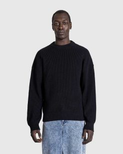 Marine Serre Pull A Col Rond Core Knit Noir | Tricots