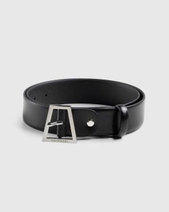 Trussardi Ceinture En Cuir De Veau Boucle Argentee Carree Noir | Ceintures