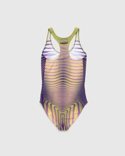 Jean Paul Gaultier Maillot De Bain Imprime Morphing Stripes Vert | Maillots De Bain