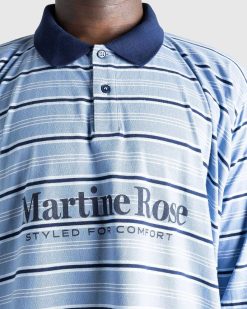 Martine Rose Polo Manches Longues Col Montant Rayure Bleue | Chemises