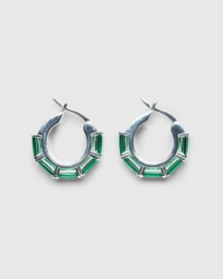 Hatton Labs Boucles D'Oreilles Creoles Eternite Taille Emeraude Argent/Emeraude | Bijoux