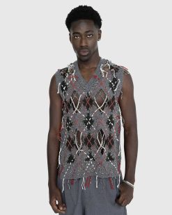 Maison Margiela Gilet Pull En Laine Effet Vieilli Multi | Tricots