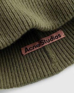 Acne Studios Bonnet Laine Cachemire Vert Olive | Accessoires D'Hiver