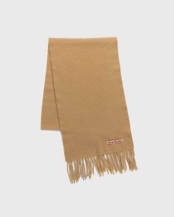 Acne Studios Echarpe Skinny En Laine Camel Fonce | Accessoires D'Hiver