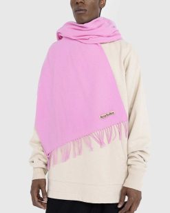 Acne Studios Echarpe Laine Franges Rose Bulle | Accessoires D'Hiver