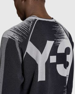 Y-3 Pull En Tricot A Logo Noir/Gris | Tricots