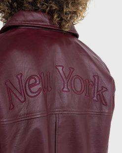 Highsnobiety Veste En Cuir Neu York Bordeaux | Vetements D'Exterieur