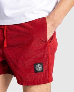 Stone Island Short De Bain Compass Rouge | Maillots De Bain