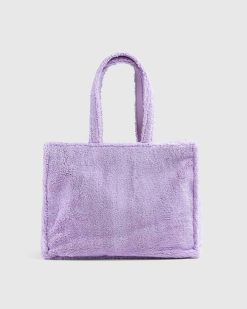 Acne Studios Sac Fourre-Tout A Bandouliere Avec Logo En Fourrure Lilas Violet | Sacs