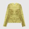 Jean Paul Gaultier Manches Longues Col Rond Morphing Stripes Vert | T-Shirts