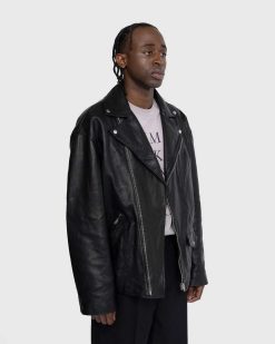 Acne Studios Veste En Cuir Vieilli Noir | Vetements D'Exterieur