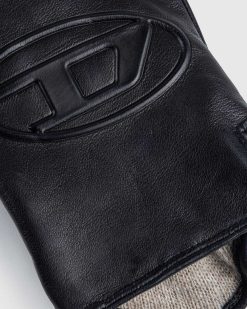 Diesel Gants En Cuir G-Reies Noirs | Accessoires D'Hiver