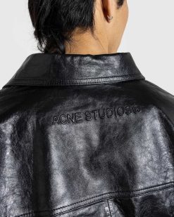 Acne Studios Veste Chemise En Cuir Noir | Chemises